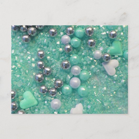 Groene Sparkles and Love Hearts Briefkaart (Voorkant)