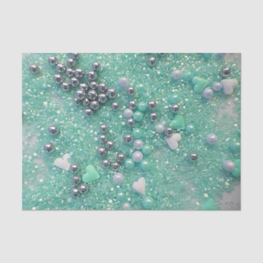 Groene Sparkles and Love Hearts Tissuepapier (Voorkant)