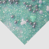 Groene Sparkles and Love Hearts Tissuepapier (Detail)