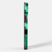 Groene Sparkles Shamrock St. Patrick' Day Monogram iPhone Hoesje (Rechterkant)