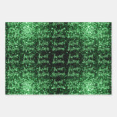 Groene sparkles Sweet 16 elegant scriptpatroon Inpakpapier Vel (Voorkant 3)
