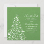 Groene Sparkly Holiday Boom sparen de Datum uitnod Kaart (Voorkant)