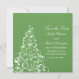 Groene Sparkly Holiday Boom sparen de Datum uitnod Kaart