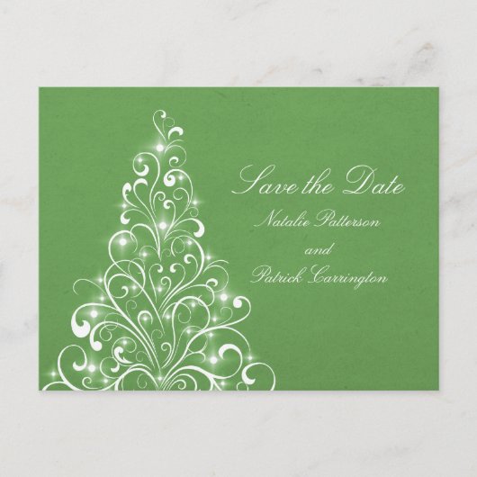 Groene Sparkly Holiday Boom sparen het Briefkaart  (Voorkant)