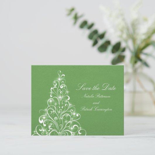 Groene Sparkly Holiday Boom sparen het Briefkaart  (Staand voorkant)