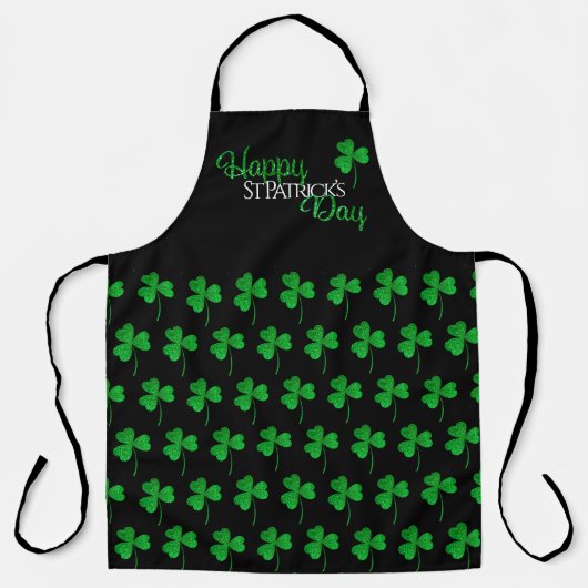 Groene Sparkly Shamrocks Happy St Patrick's Day Schort (Voorkant)