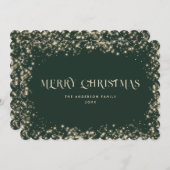 Groene Sparkly Snowy Merry Christmas Kaart (Voorkant / Achterkant)