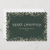 Groene Sparkly Snowy Merry Christmas Kaart (Voorkant)