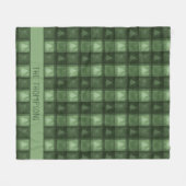 Groene sparrenboom geruit met aangepaste naam Kers Fleece Deken (Voorkant (Horizontaal))