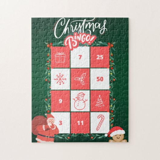 Groene Speelse Feest Kerstmis Bingo puzzel Legpuzzel (Verticaal)