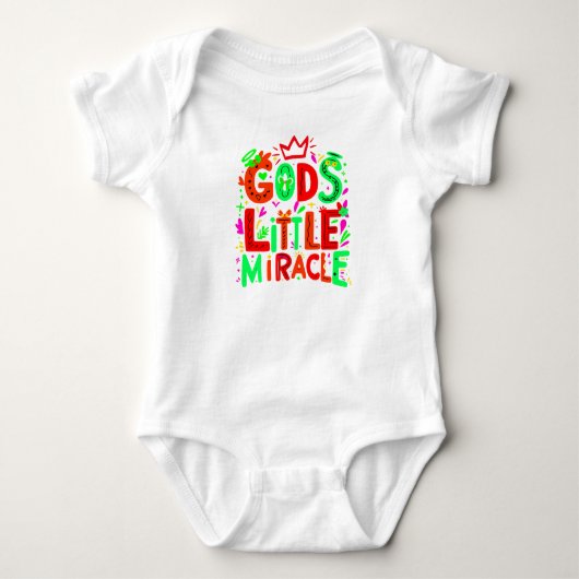 Groene speelse "God's Little Miracle" Romper (Voorkant)
