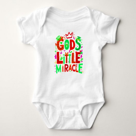 Groene speelse "God's Little Miracle" Romper (Voorkant)
