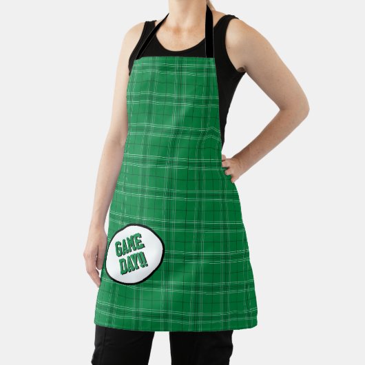 Groene speldag met patroonpatronen schort (Insitu)