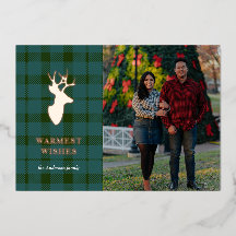 Groene spelden en Roos Gold Deer Folie Kaart