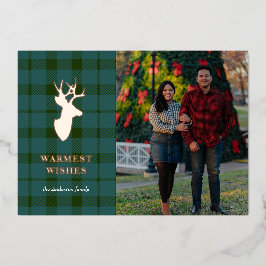 Groene spelden en Roos Gold Deer Folie Kaart