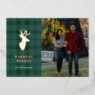 Groene spelden en Roos Gold Deer Folie Kaart