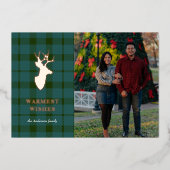 Groene spelden en Roos Gold Deer Folie Kaart (Voorkant)