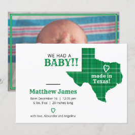 Groene speldenkplaat gemaakt in Texas Horizontale  Aankondiging