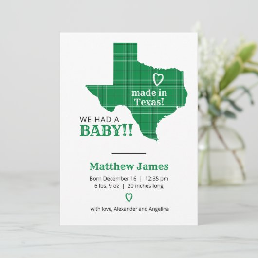 Groene speldenkplaat gemaakt in Texas - verticale  Aankondiging (Staand voorkant)