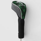 Groene speldenvis en haak-monogram golfheadcover (Schuin)