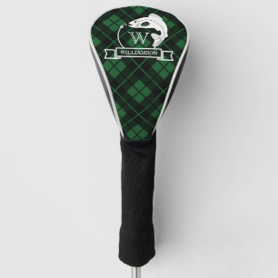Groene speldenvis en haak-monogram golfheadcover
