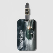 Groene Spier Auto Burn-out Met Jesaja 12:2 Vers Bagagelabel (Voorkant (verticaal))