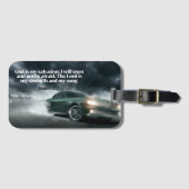 Groene Spier Auto Burn-out Met Jesaja 12:2 Vers Bagagelabel (Voorkant (horizontaal))