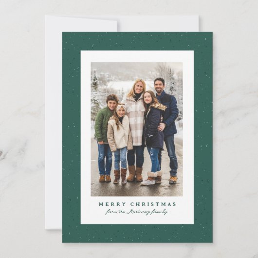Groene spikkel lijst eenvoudige kerstfoto feestdagenkaart (Voorkant)