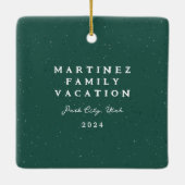 Groene spikkel lijst eenvoudige kerstfoto keramisch ornament (Achterkant)