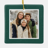 Groene spikkel lijst eenvoudige kerstfoto keramisch ornament (Voorkant)