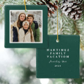 Groene spikkel lijst eenvoudige kerstfoto keramisch ornament