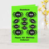 Groene Spin Halloween Verjaardag Kleinzoon Kaart (Gele Bloem)