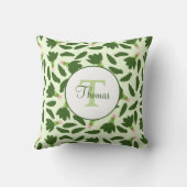 Groene spinach verliest patroonmonogram kussen (Achterkant)