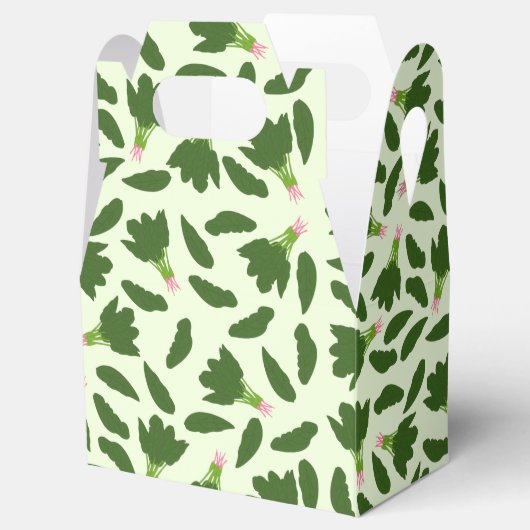 Groene spinazie leest patroon bedankdoosjes (Geopend)
