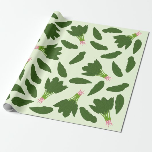 Groene spinazie leest patroon cadeaupapier (Uitgerold)