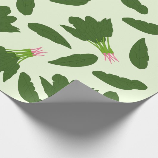 Groene spinazie leest patroon cadeaupapier (Hoek)