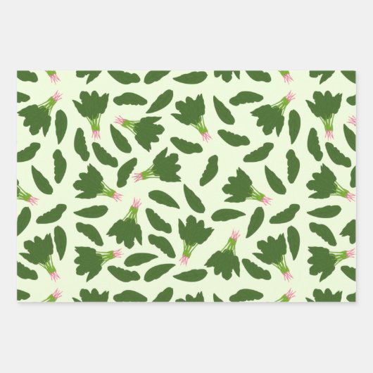 Groene spinazie leest patroon inpakpapier vel (Voorkant)