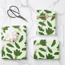 Groene spinazie leest patroon inpakpapier vel