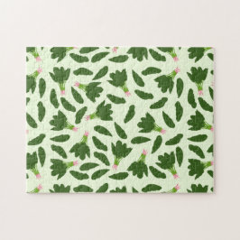 Groene spinazie leest patroon legpuzzel