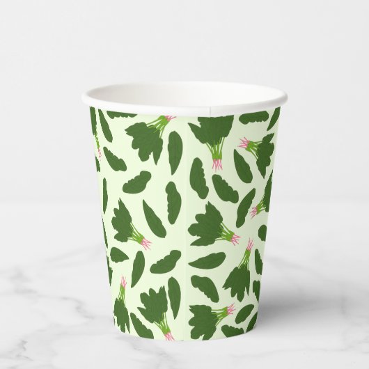 Groene spinazie leest patroon papieren bekers (Rechts)