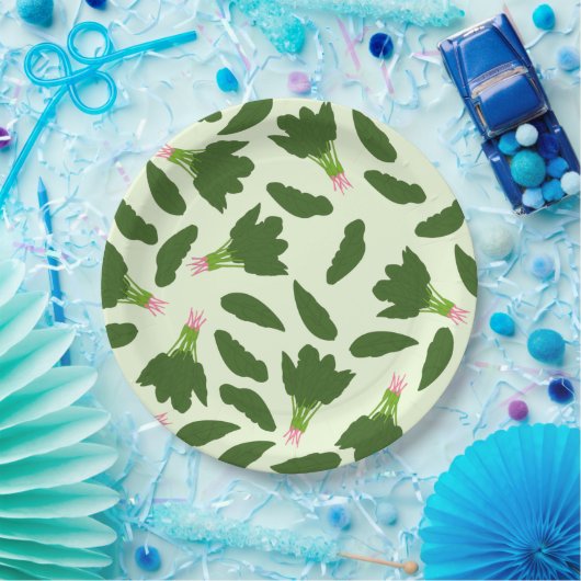 Groene spinazie leest patroon papieren bordje (Feest)