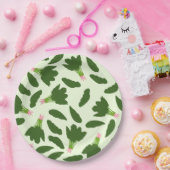 Groene spinazie leest patroon papieren bordje (Feest)