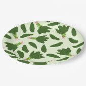 Groene spinazie leest patroon papieren bordje (Gekanteld)