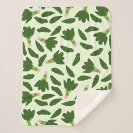 Groene spinazie leest patroon sherpa deken