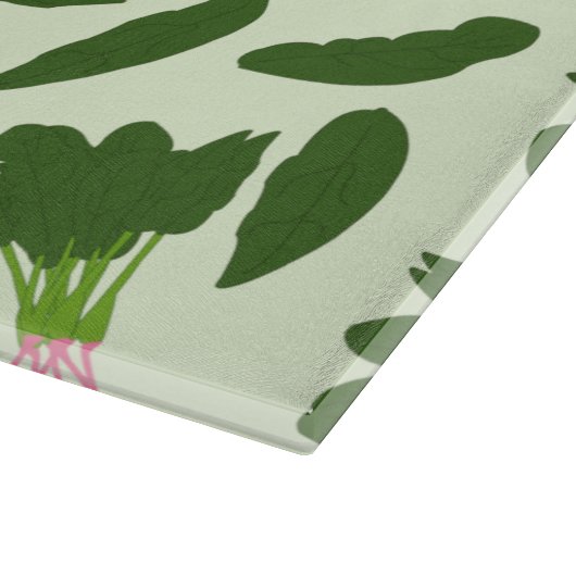 Groene spinazie leest patroon snijplank (Hoek)