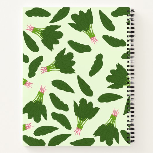 Groene spinazie leest patroonreceptuur notitieboek (Achterkant)