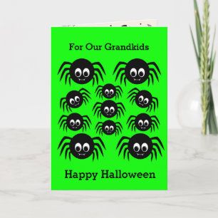 Groene Spinnen Fijne Halloween Kleinkinderen Kaart