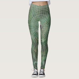Groene spinnenwebprint Leggings & yogabroek