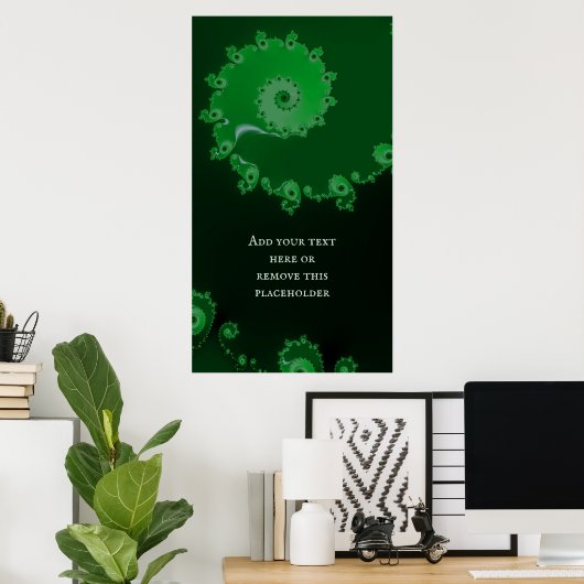 Groene Spiral Fractal Abstract met eigen offerte Poster (Thuiskantoor)