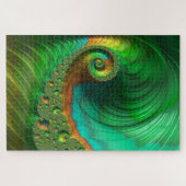Groene spirale nautische golfholografische fractal legpuzzel (Horizontaal)